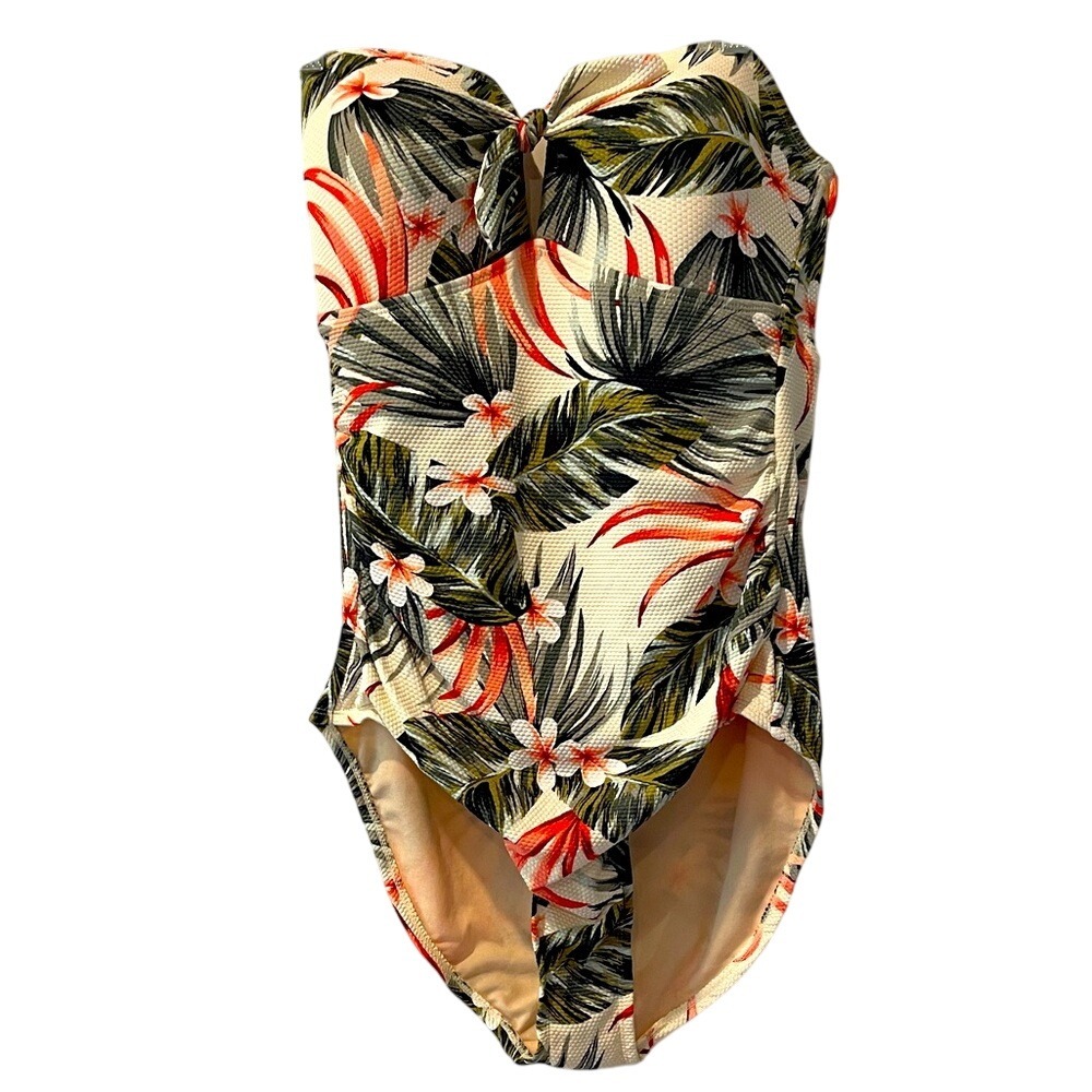 Kona Sol Womens Tropical Palm One Piece Swimsuit Large 12/14